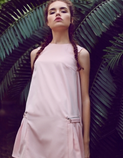 Платье А-силуэта розовое